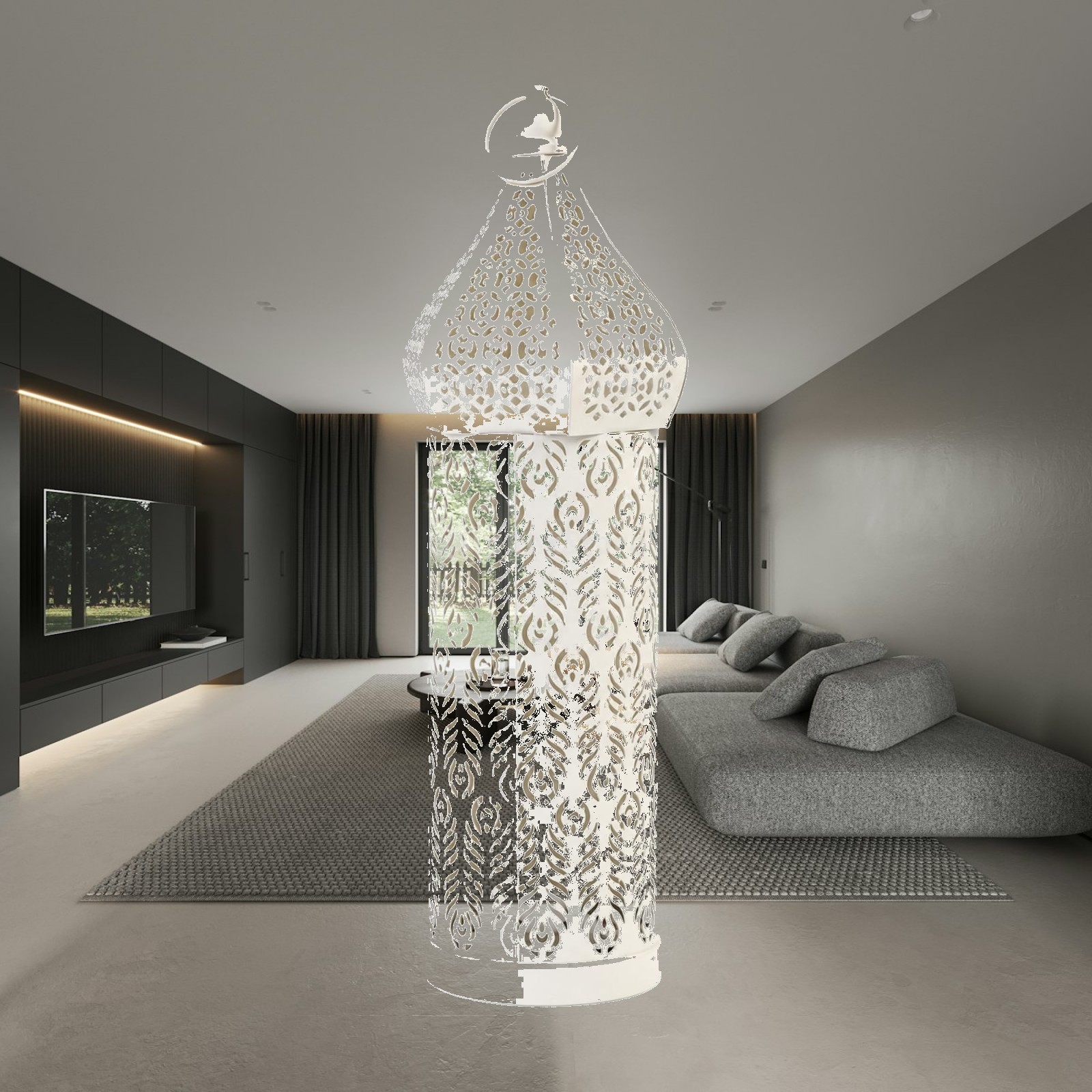 Candle Holder Decor - Portavelas de Hierro Blanco Estilo Marroquí