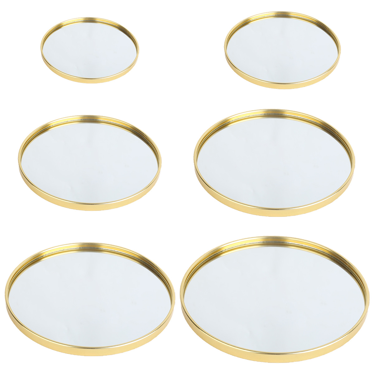 Decorative Mirror - Bandeja Redonda Dorada con Espejo, Plato