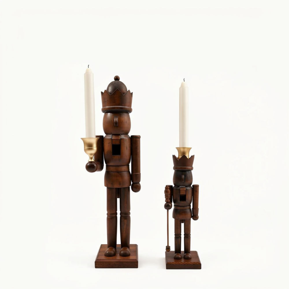 Candle Holder Decor - Cascanueces de estilo vintage con portavelas