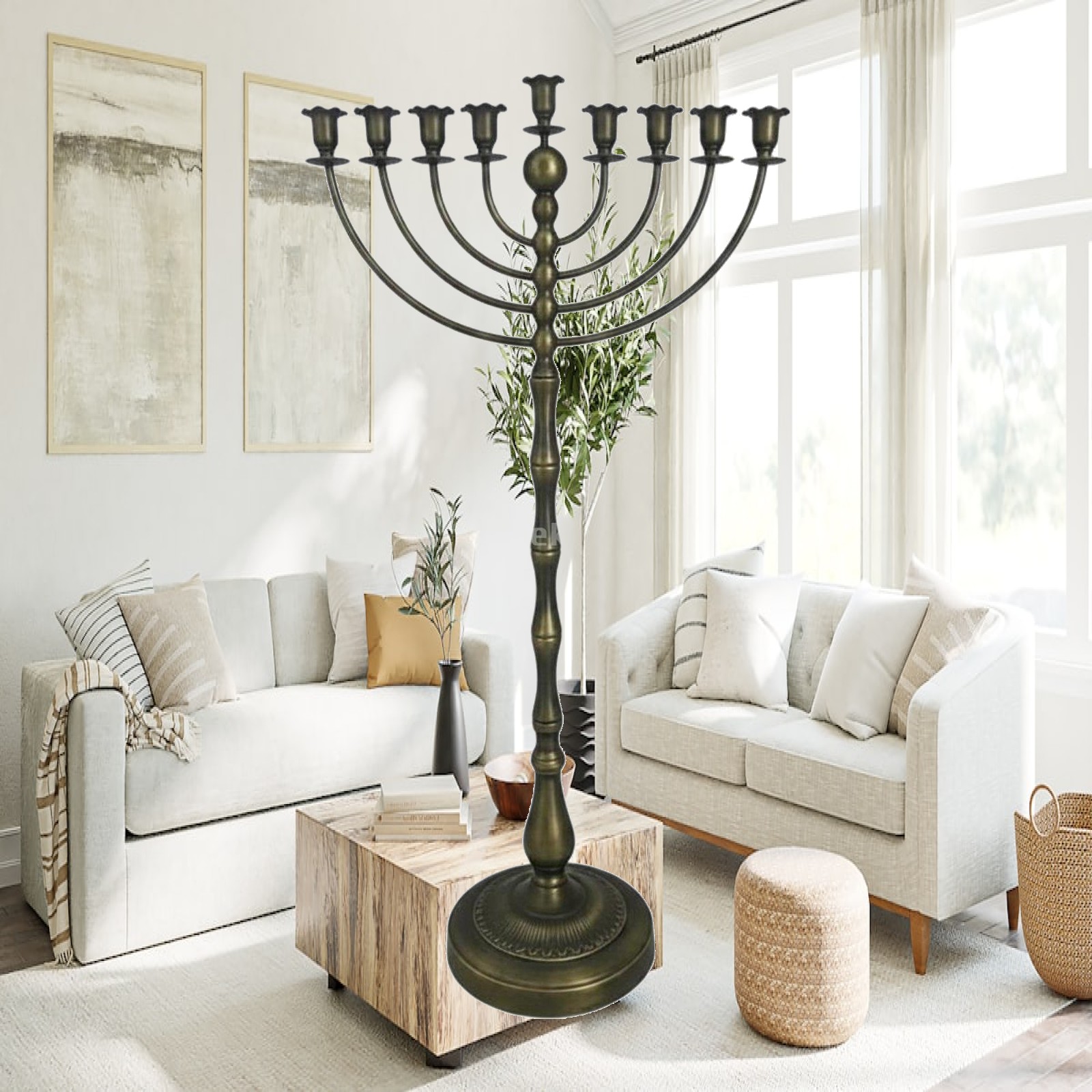 Candle Holder Decor - Candelabro alto de bronce, soporte para